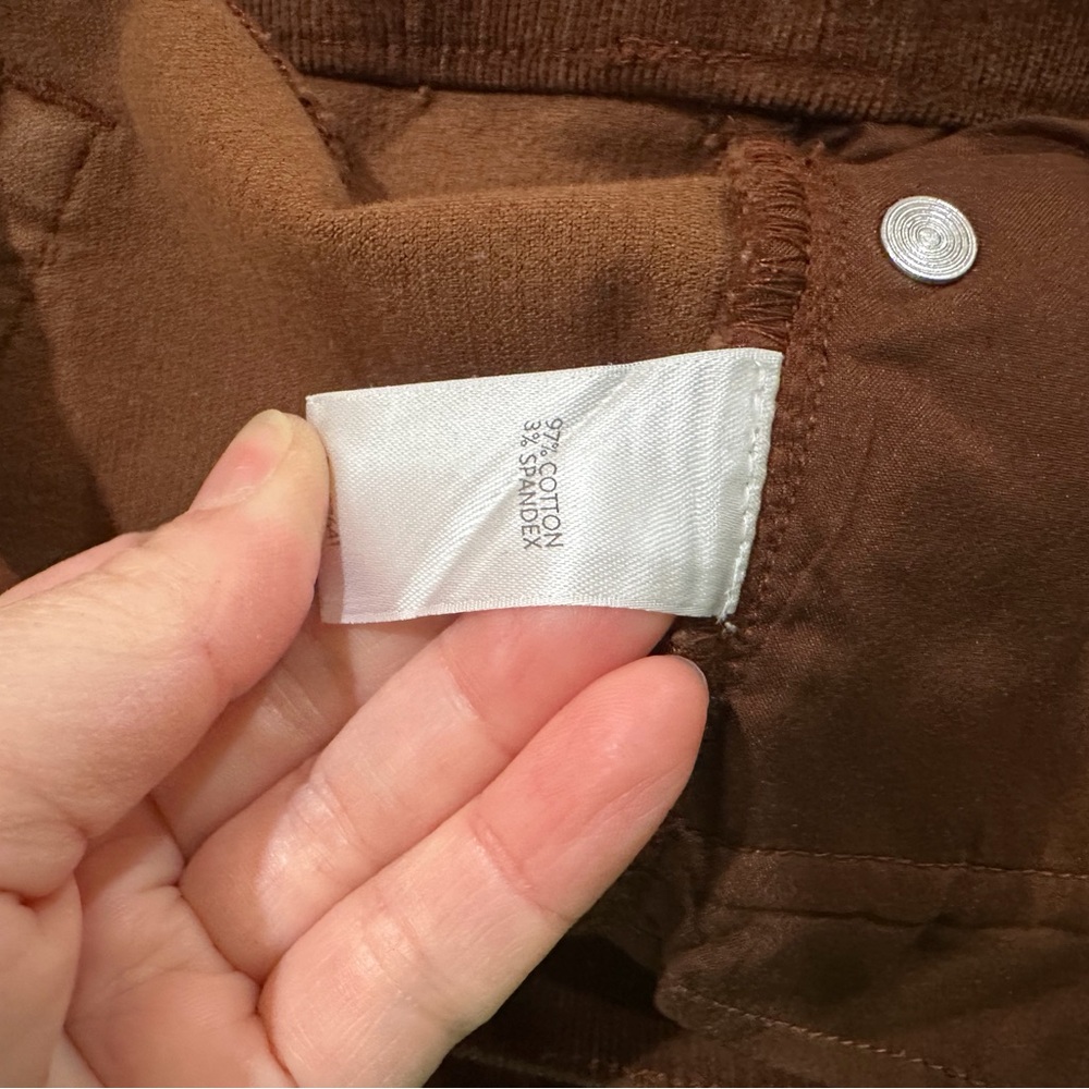 J. Jill Women's M Chocolate Brown Fine Wale Corduroy Pull-On Straight Pants New - Picture 7 of 8